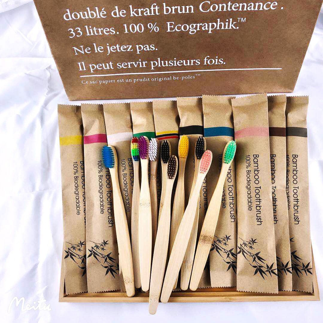 Bamboo Toothbrush - Couleur aléatoire 5/10 pièces Brosse à